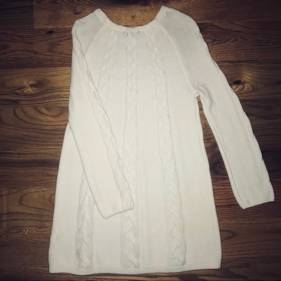 White Cable Knit Sweater Dress - Picture 4 of 7